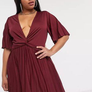 ASOS DESIGN Curve twist detail pleated kimono maxi dress